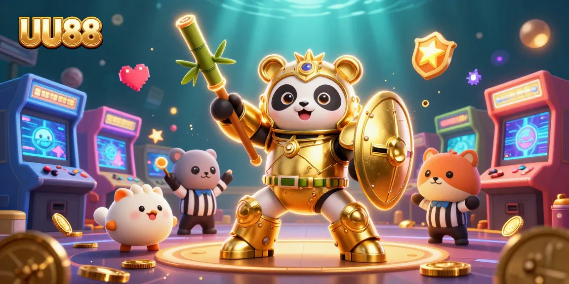 Play games and win with UU88 in a vibrant, animated casino scene.