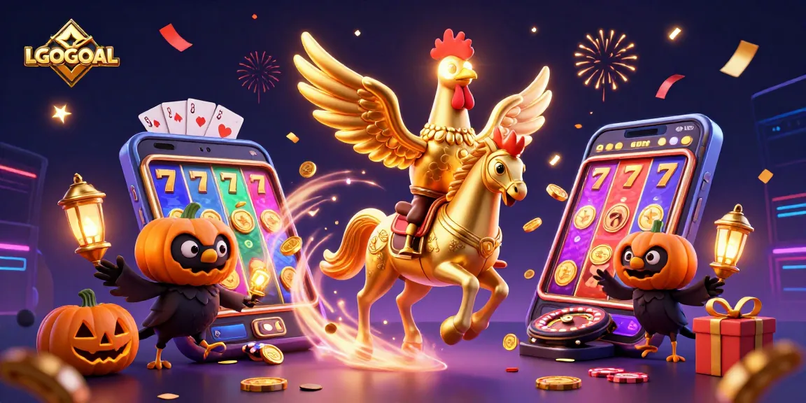 Engage in thrilling slot action with LGOGOAL's immersive gaming scene featuring a golden rooster.
