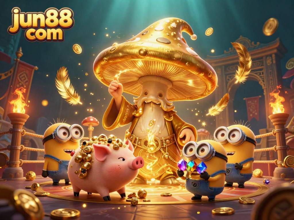 Experience thrilling gameplay at jun88 com with a magical golden mushroom wizard and treasure-hunting companions.