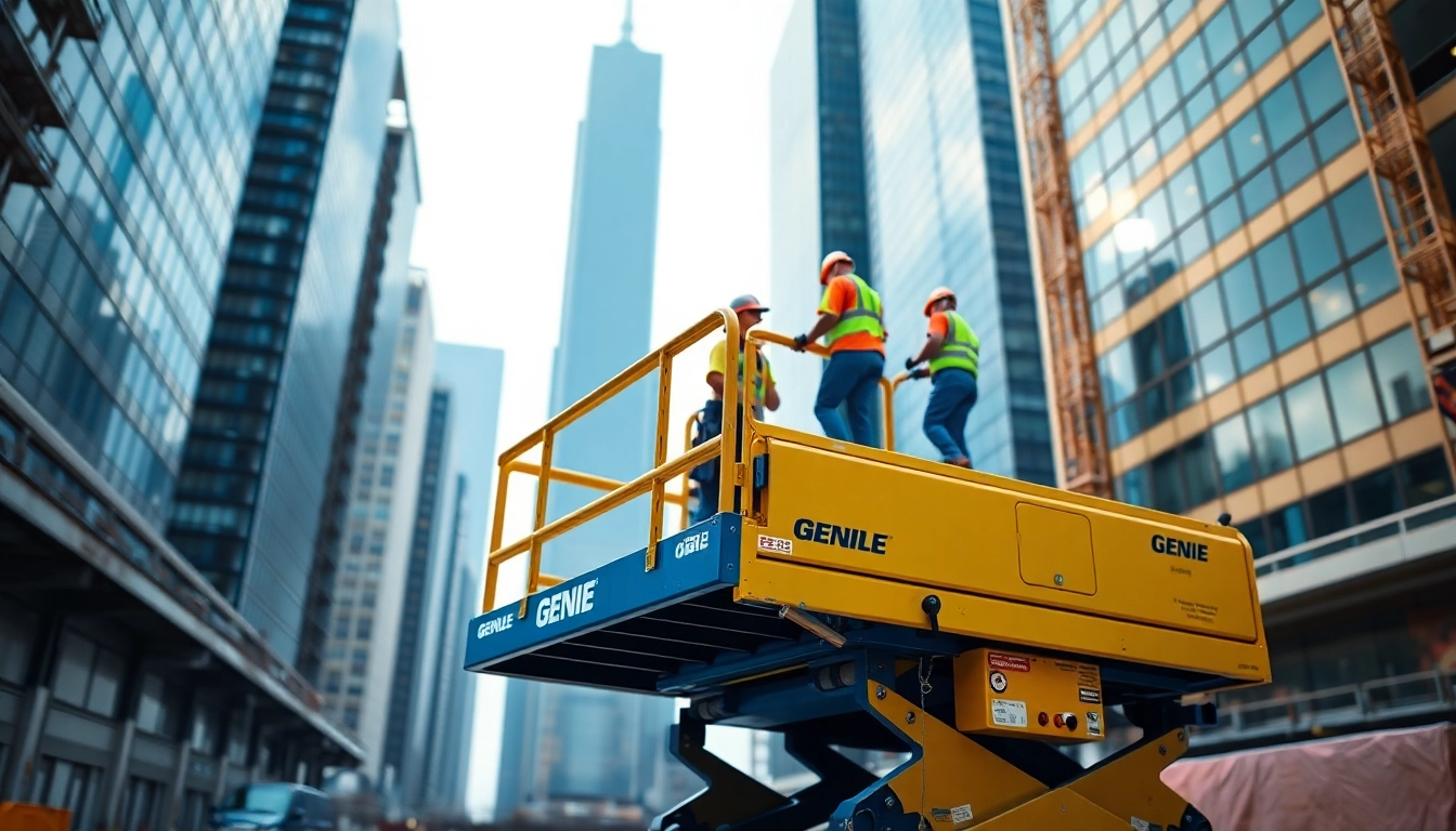 Operate a genie lift effectively on a construction site, showcasing its vital features and capabilities.