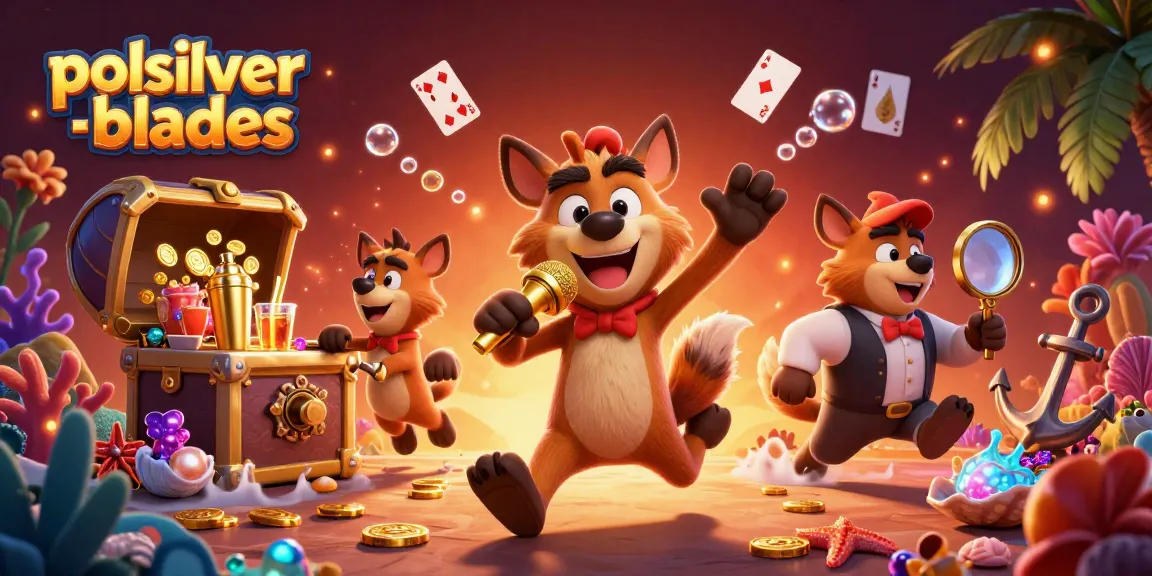 Experience exciting gameplay with polsilver-blades in a vibrant casino scene featuring animated hyena characters.