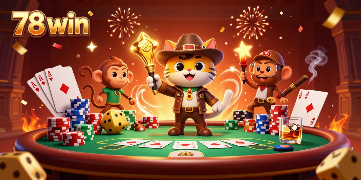 Experience thrilling casino adventures with 78 win's archaeologist cat unlocking treasures in a vibrant 3D world.