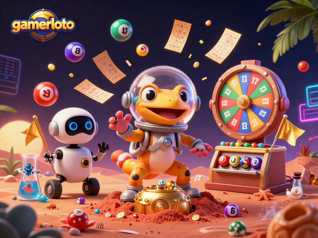 Experience gamerloto's thrill as a Martian gecko uncovers a hidden casino paradise on Mars.