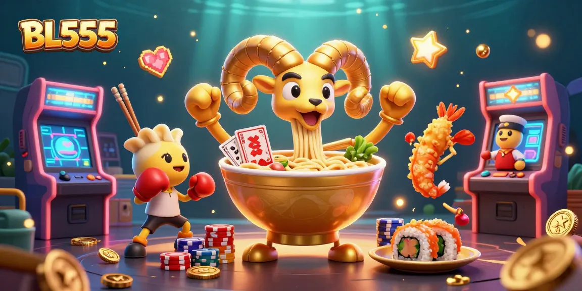 Engage with BL555's thrilling casino experience, featuring vibrant cartoon characters in a dynamic gaming scene.