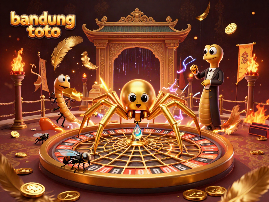 Engage with bandung toto players in a vibrant casino scene featuring a golden spider and betting elements.