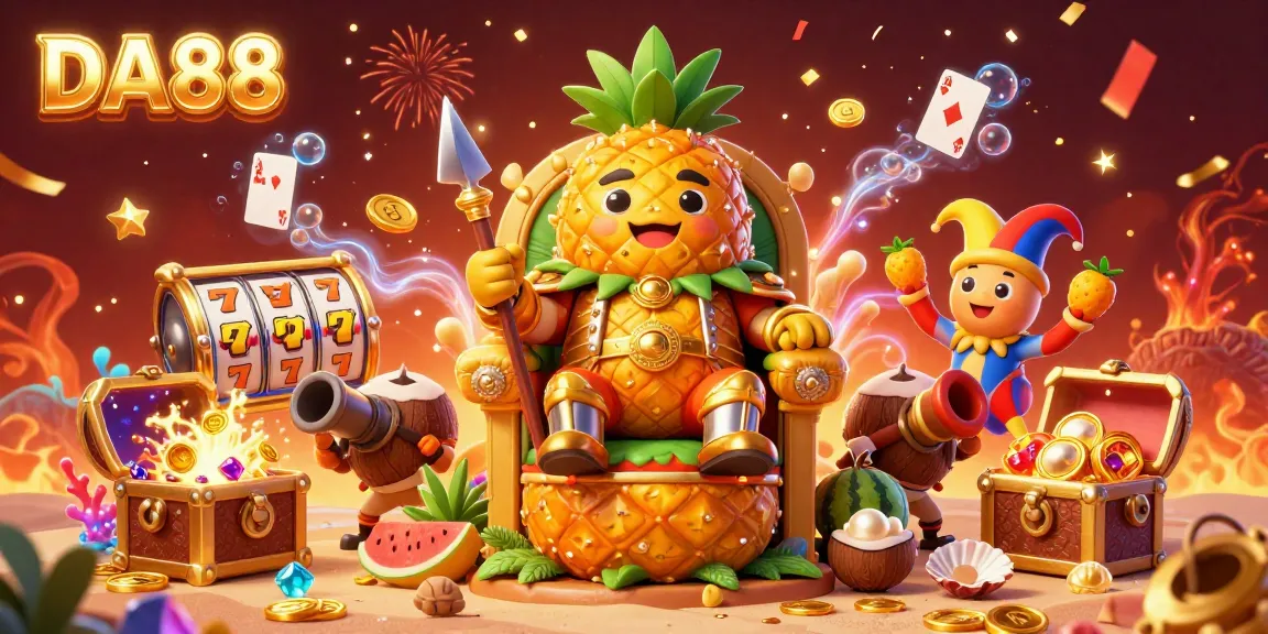 DA88's vibrant casino scene features a pineapple king and dynamic gaming elements, captivating players with rich visuals.