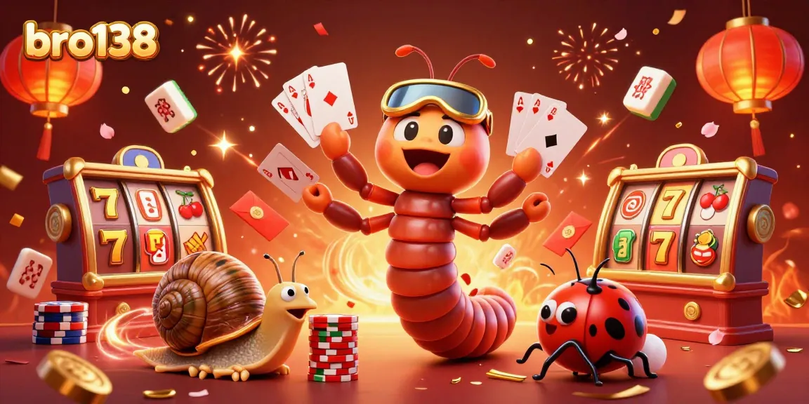Experience thrilling wins at bro138 with a lively casino scene featuring a millipede dealer and exciting game elements.