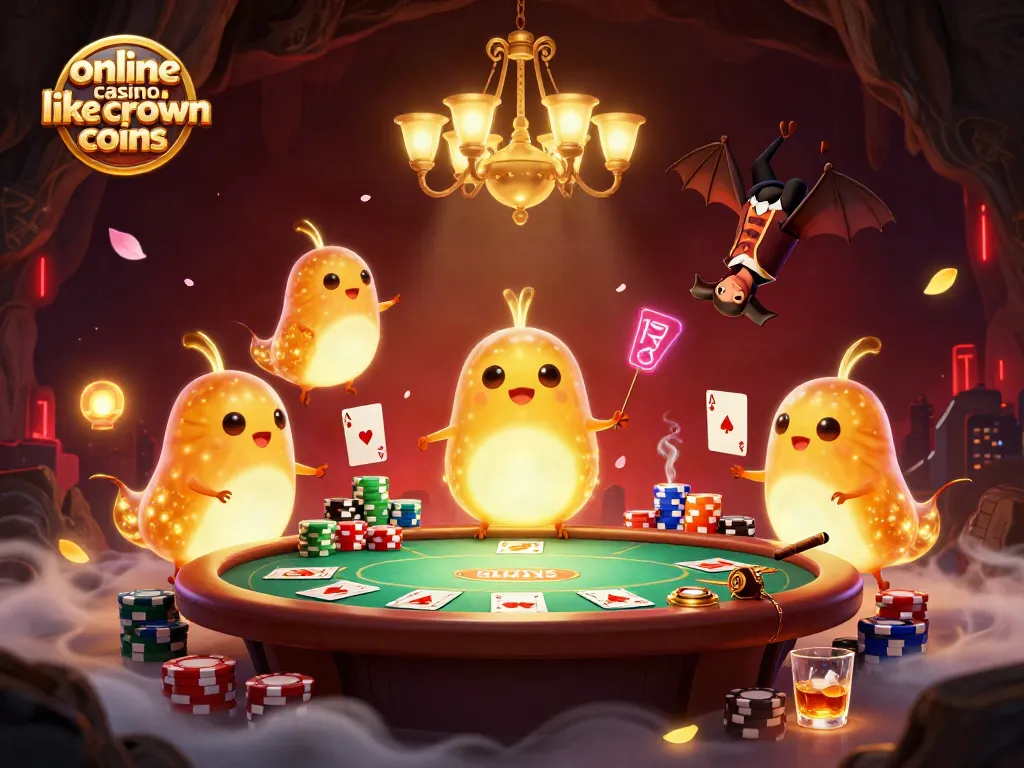 Play games at an online casino like Crown Coins with fun bioluminescent glowworms and vivid casino details.