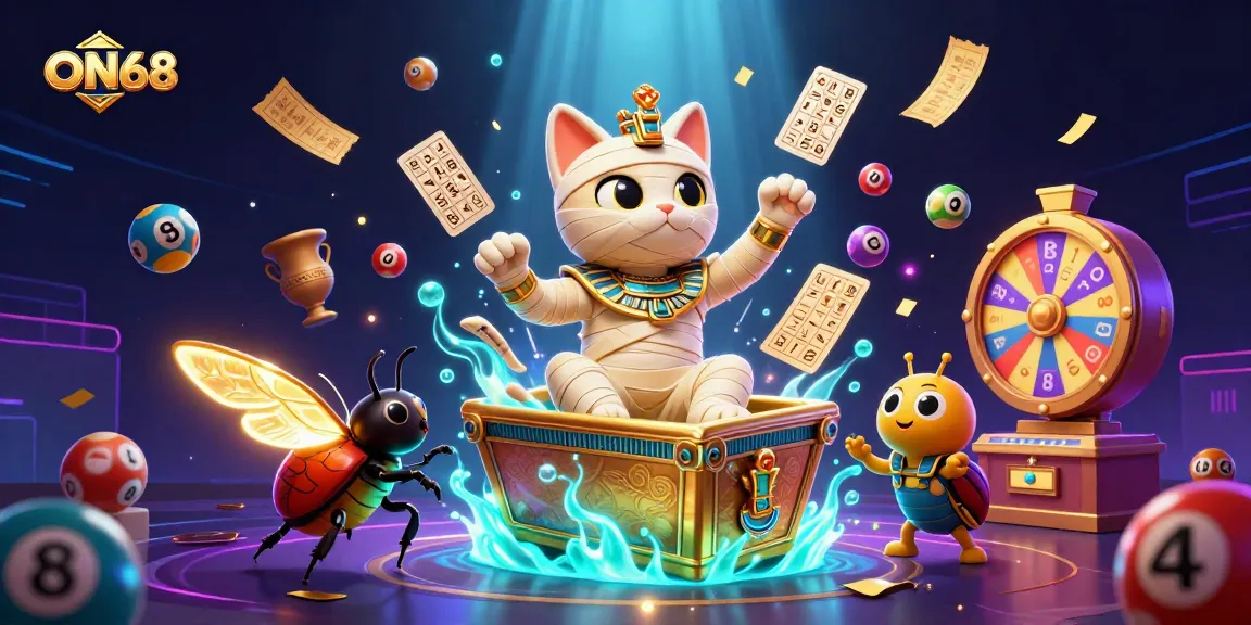Experience thrilling gaming at ON68 with an Egyptian mummy cat, gold glimmers, and exciting lottery elements!
