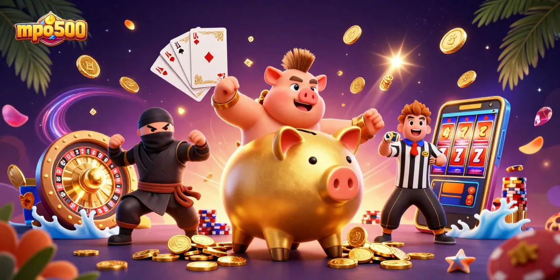 Spin to win with mpo500's vibrant slot action featuring golden coins and animated characters