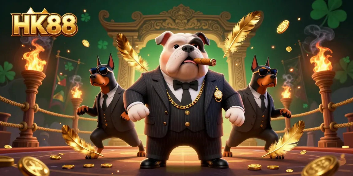 Experience thrilling action at HK88 with this vibrant casino scene featuring a bulldog mafia boss.