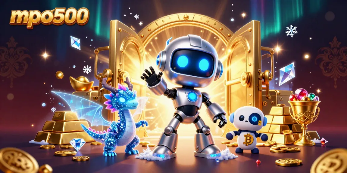 Engage with mpo500 through this vibrant 3D illustration of an exciting casino atmosphere with cyberpunk elements.