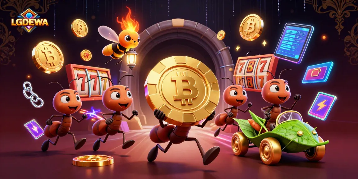 Players engage with LGODEWA's vibrant slot games featuring a dynamic heist-themed scene.