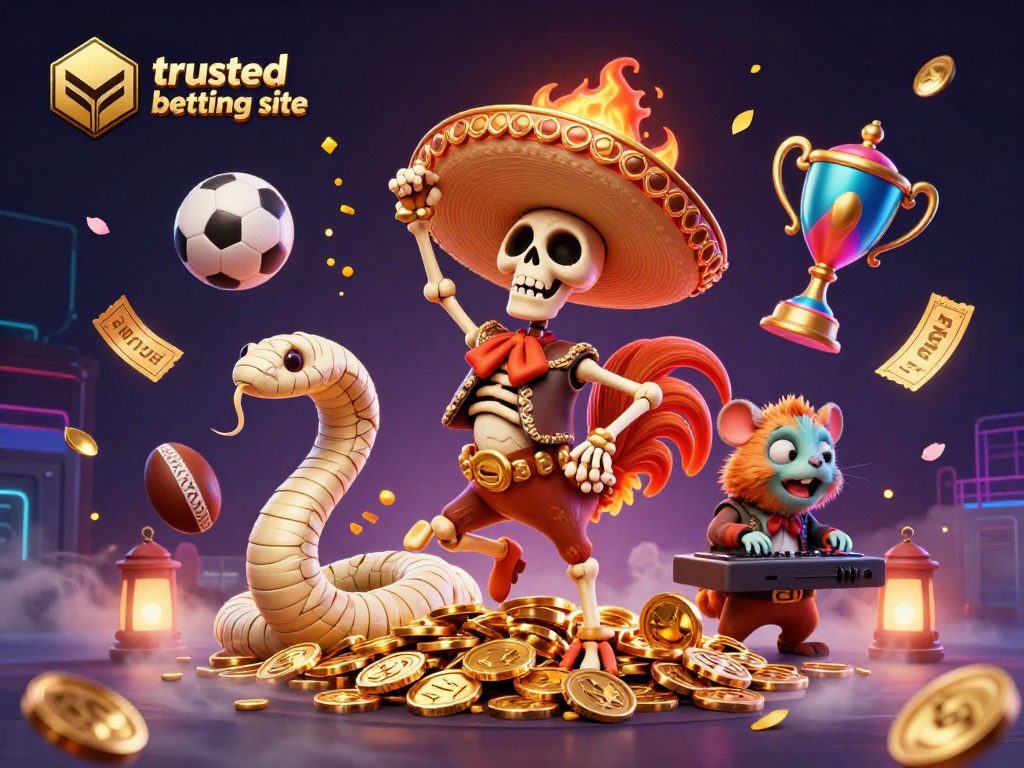 Experience thrilling moments with a trusted betting site featuring dynamic sports elements and vibrant characters.