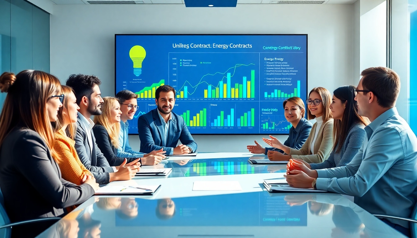 Informative scene depicting change of tenancy business energy discussion among professionals.
