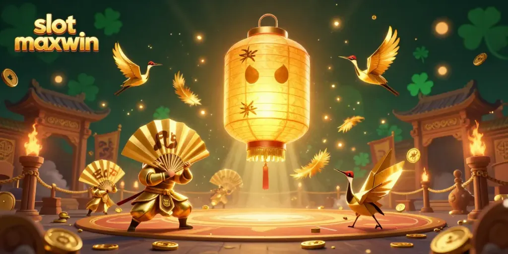 Experience the excitement of slot maxwin in this vibrant 3D casino scene filled with gold coins and lucky symbols.