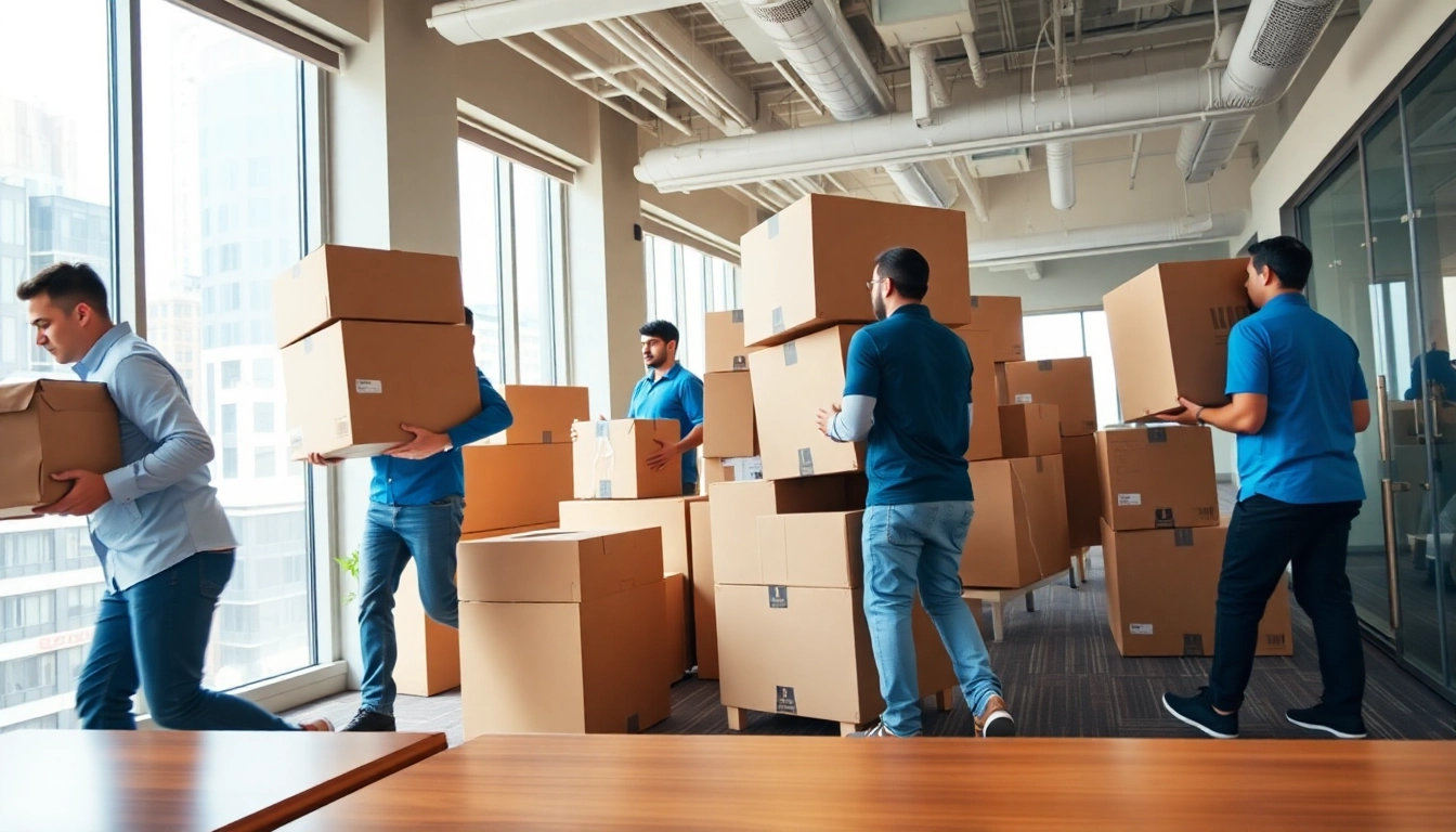Experience efficient Office Moving Services NYC with professional movers in a vibrant office setting.
