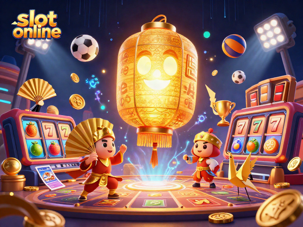 Engage with slot online magic featuring a vibrant scene of a golden lantern spirit and dynamic game elements.