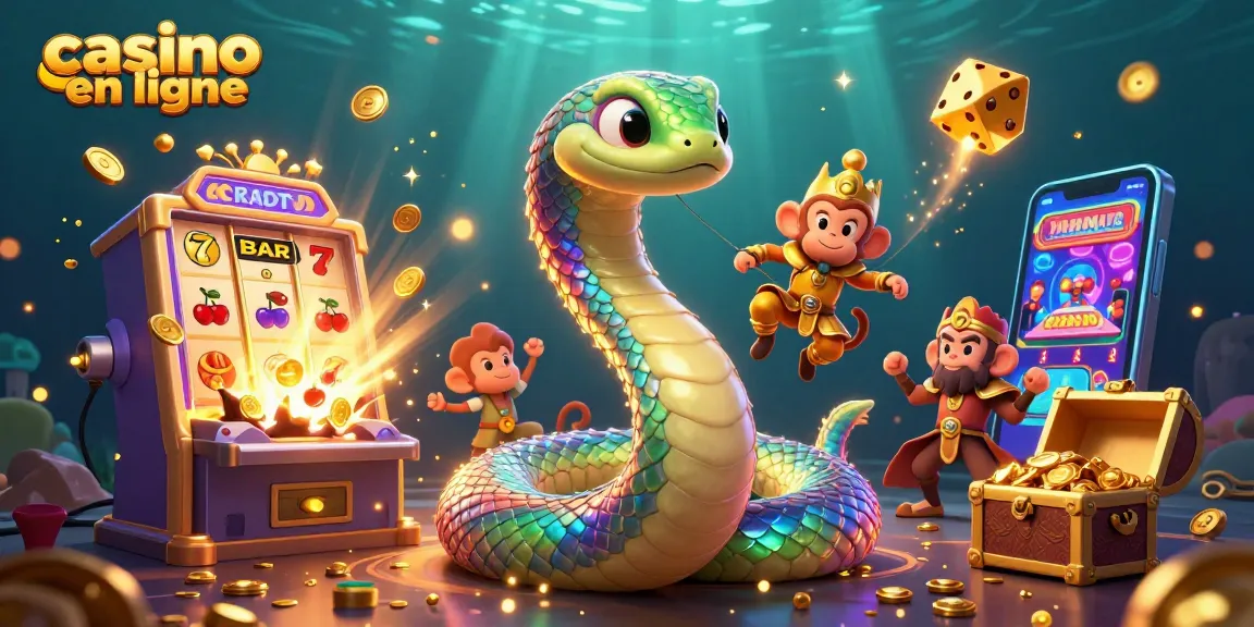 Profitez de l'excitation des jeux casino en ligne avec une illustration 3D colorée et dynamique.
