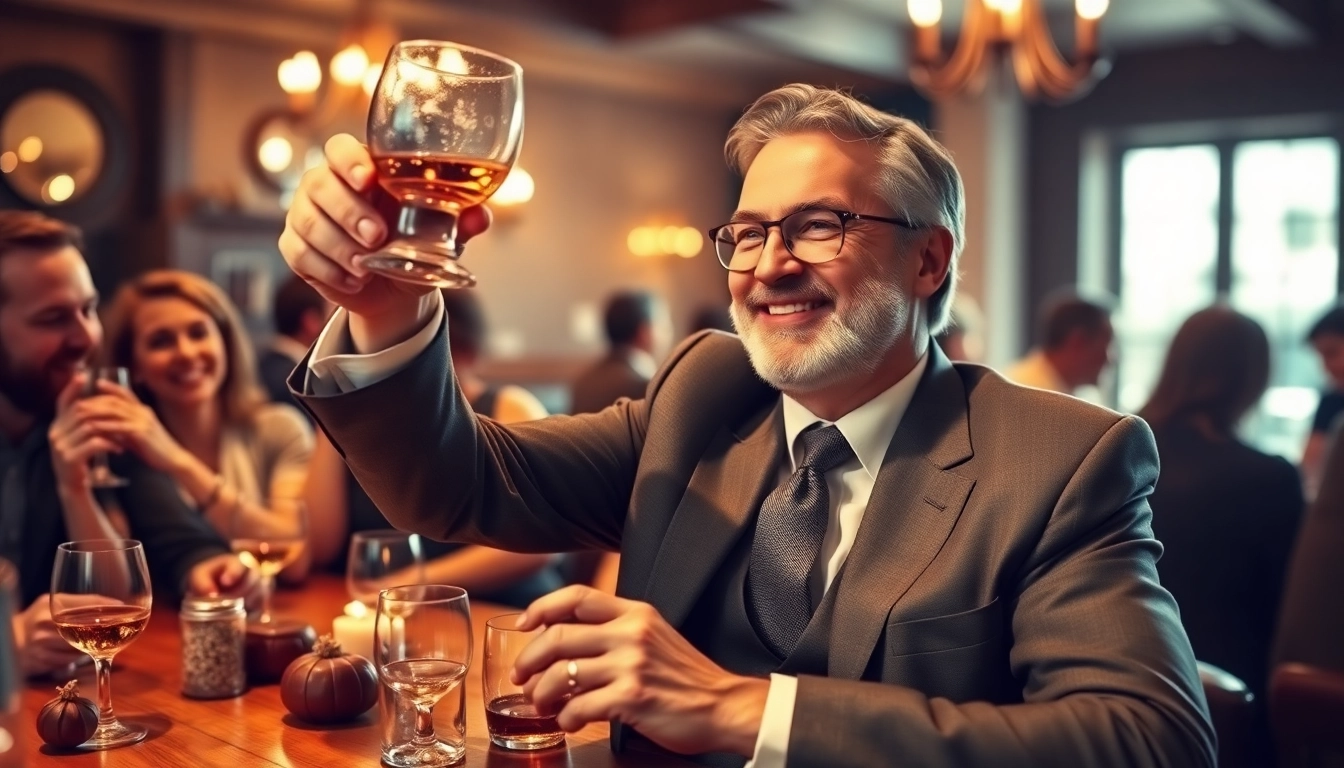 Gentleman giving a toast, capturing the essence of heartfelt celebration and connection.