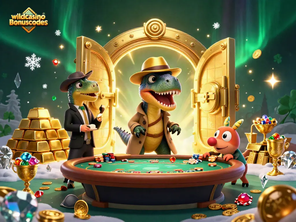 Experience wildcasinobonuscodes with a humorous velociraptor card counter at a blackjack table.