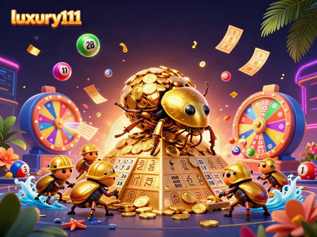 Experience luxury111 with vibrant casino-themed characters in a packed, dynamic scene.