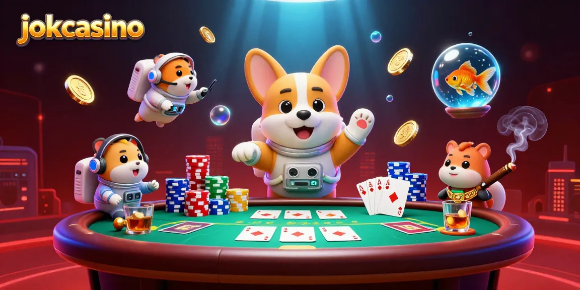 Experience thrilling gameplay at jokacasino with a vibrant 3D space casino scene featuring a corgi astronaut.
