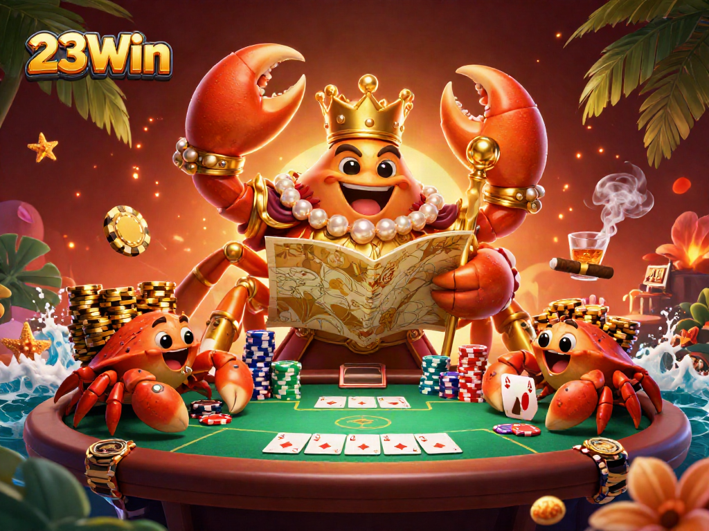 Experience thrilling poker action at 23Win with vibrant visuals from the 3D crab emperor scene.