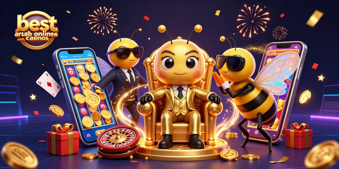 Engage with top games at the best arab online casinos featuring a bumblebee mob boss and casino elements.