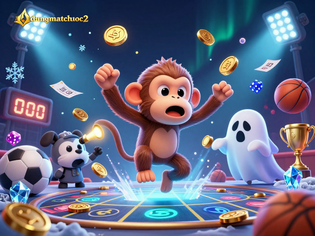 Engage with duongmatchuoc2 in a vibrant casino scene showcasing a mischievous monkey and a ghost-hunter puppy.