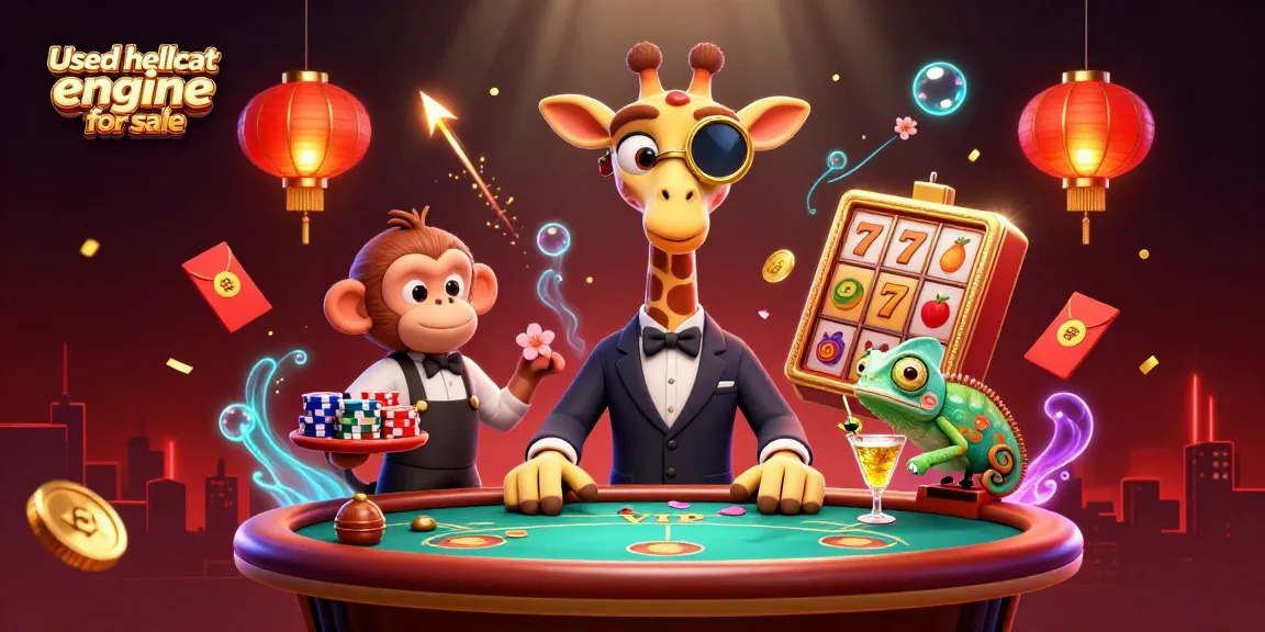 Experience the thrill of a used hellcat engine for sale at this vibrant casino scene, featuring unique characters and rich decorations.