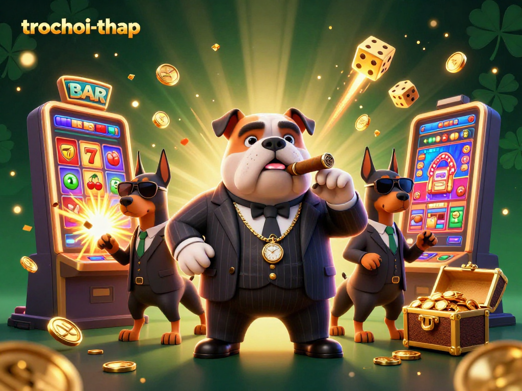 Experience thrilling trochoi-thap action with visually stunning 3D characters amidst casino excitement.