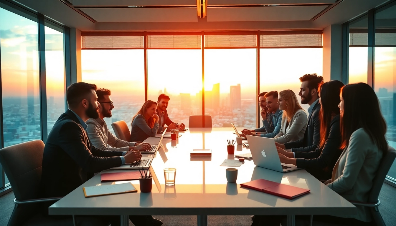 An engaging business meeting showcasing diverse professionals at theredandwhitemagz.com discussing innovative ideas.