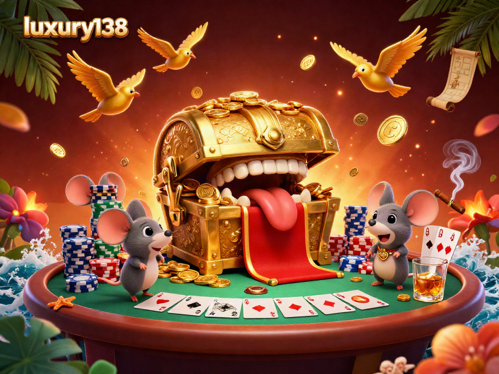 Memenangkan hadiah besar di casino online luxury138 dengan tumpukan chip poker dan suasana seru.