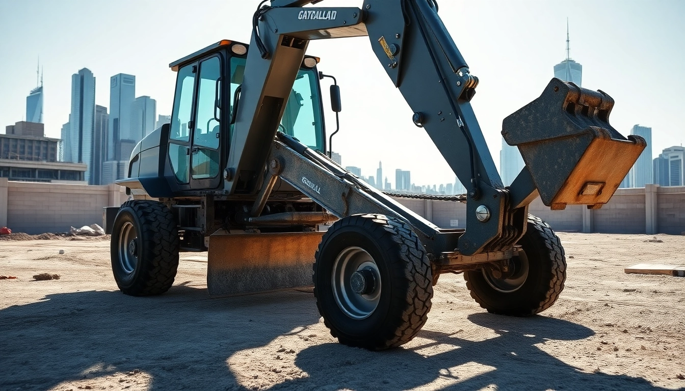 gradall excavator working efficiently on a bright construction site