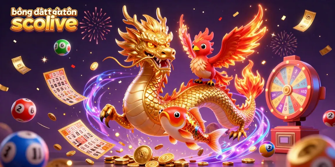 Experience the thrill of bóng đá trực tuyến socolive with a vibrant 3D illustration featuring a dragon, phoenix, and koi fish amidst a festive atmosphere.