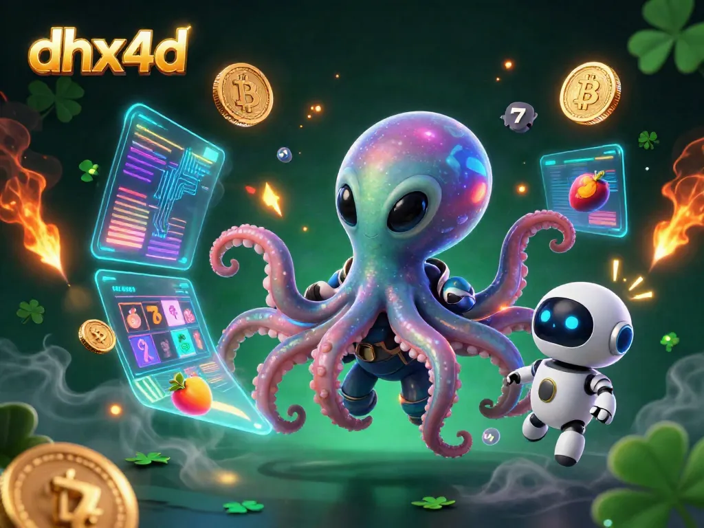 Gali kesempatan menang dengan dhx4d, ilustrasi slot online yang menampilkan tokoh alien dan simbol slot berputar.