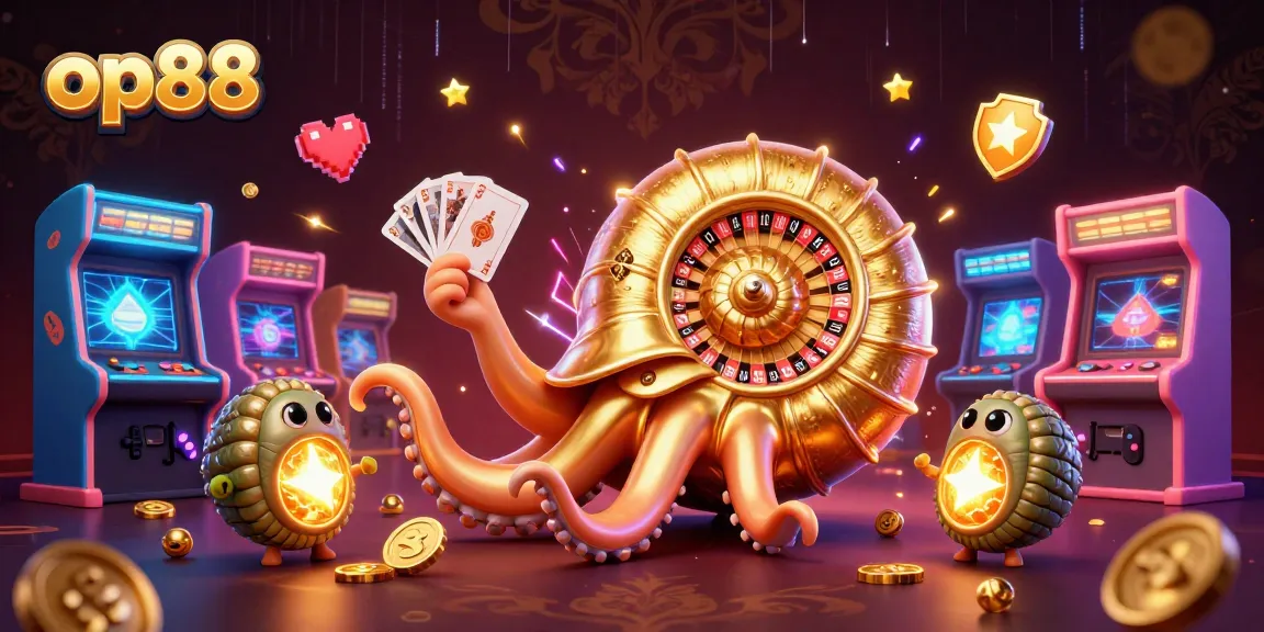 Play thrilling games at op88 with a 3D nautilus dealer managing cards and colorful arcade features.