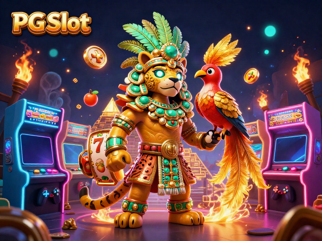 Menangkan PG Slot dengan simbol buah dan gulungan slot berkilauan di latar belakang yang kaya.