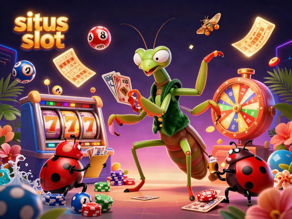 Permainan situs slot dengan karakter inset raksasa dan bos ladybug yang menawarkan kemenangan.