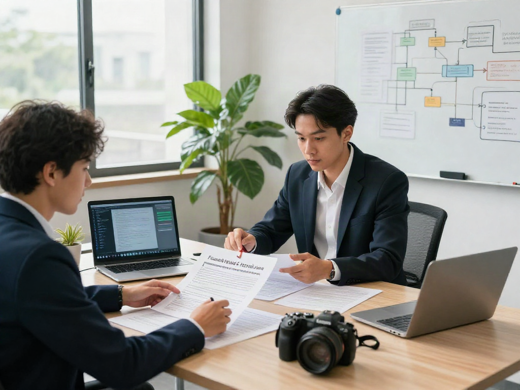 Team discussing a document fraud detection solution in a modern office, showcasing collaboration and analysis.