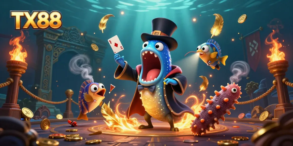 TX88 illuminates the underwater magic of gambling with vibrant creatures performing tricks