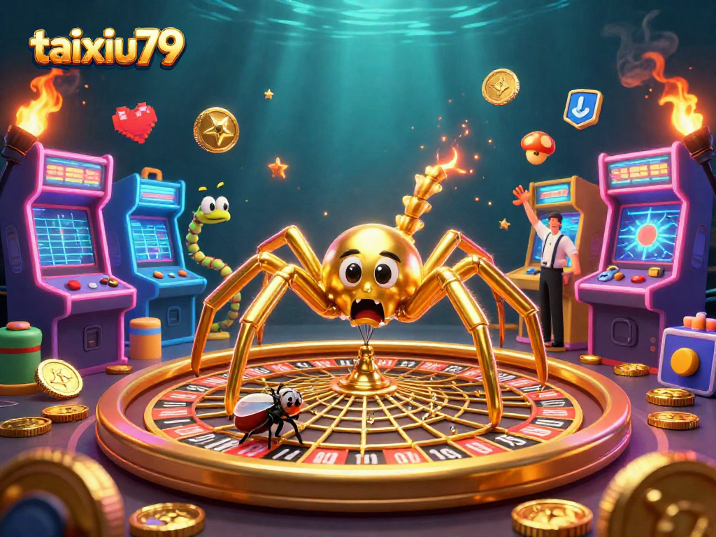 Experience tension as the fly bets at the roulette-like web of taixiu79 in this rich 3D illustration.