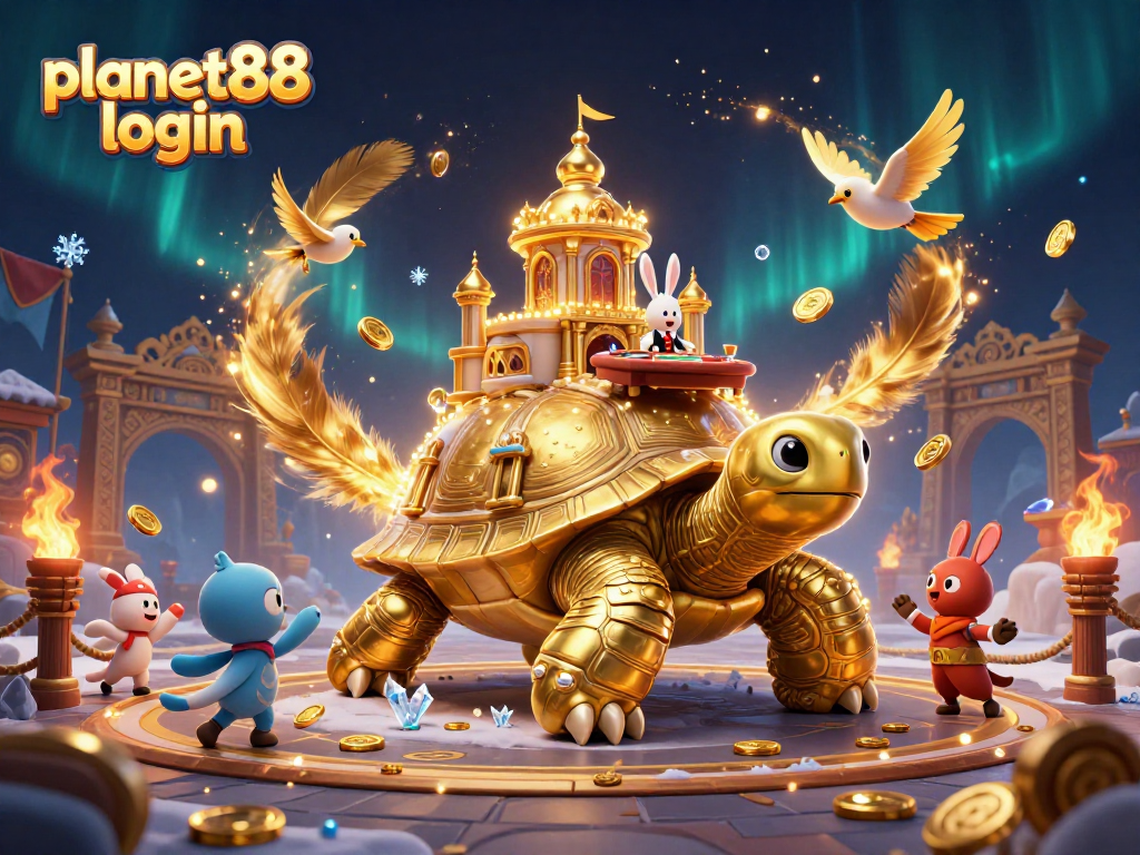 Engage in thrilling gaming adventures with planet88 login, featuring a vivid 3D cartoon scene.