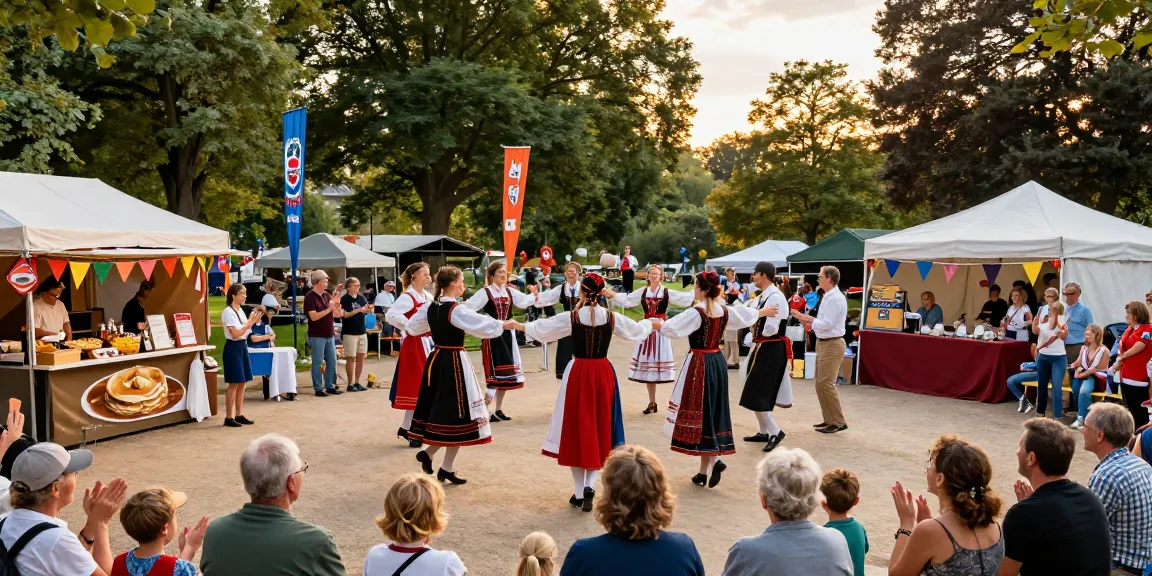 Outdoor cultural event in Rennes celebrating Breton culture with m98 activities and performers.