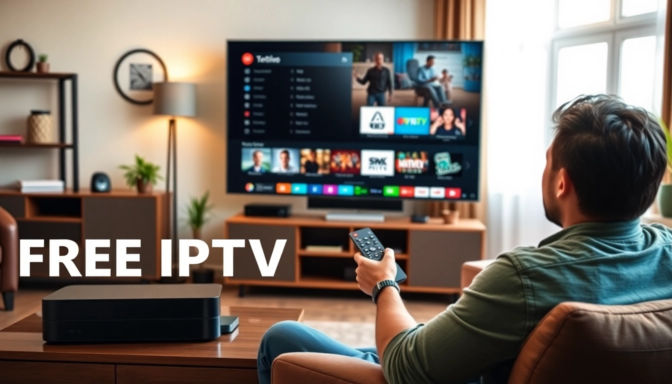 Experience the FREE IPTV Trial through streaming in a cozy living room.
